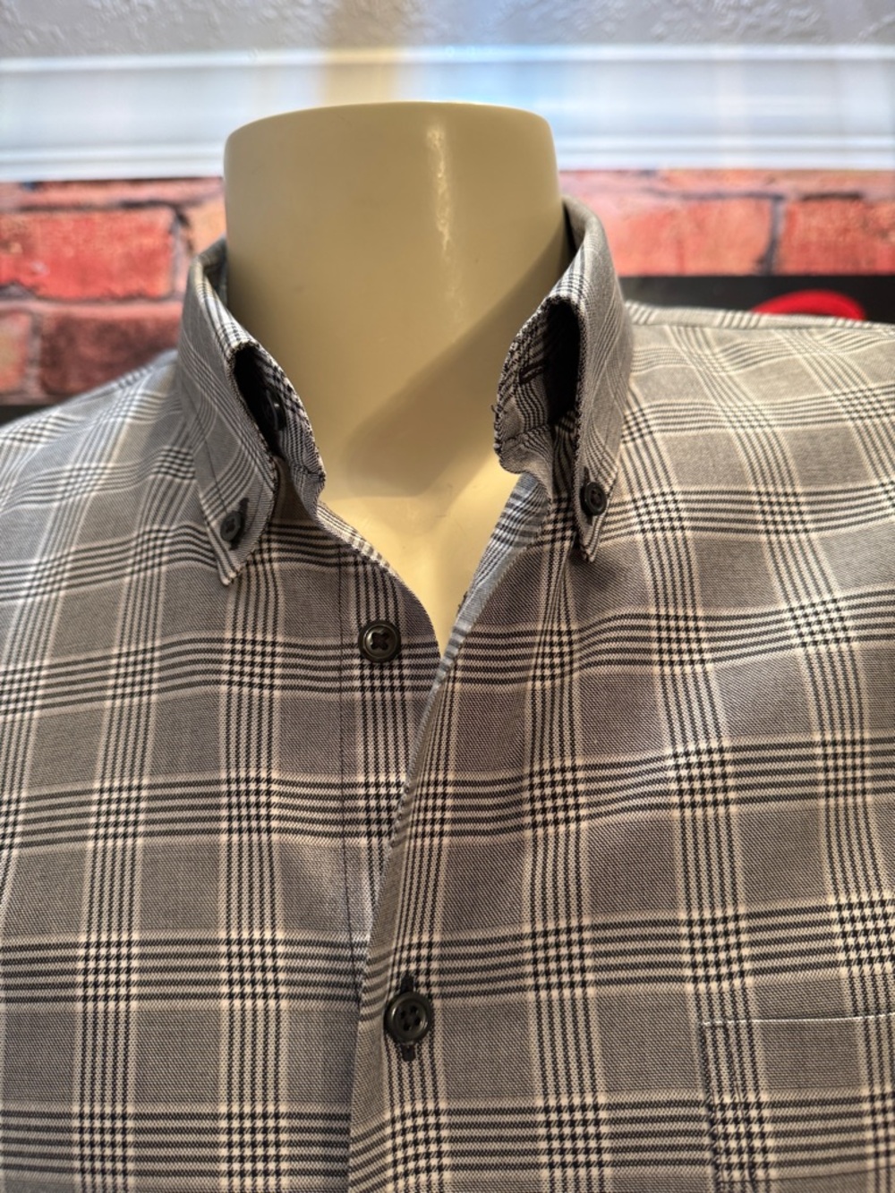 Paul Fredrick Black & White Plaid Cotton Button-Up - Picture 4 of 17